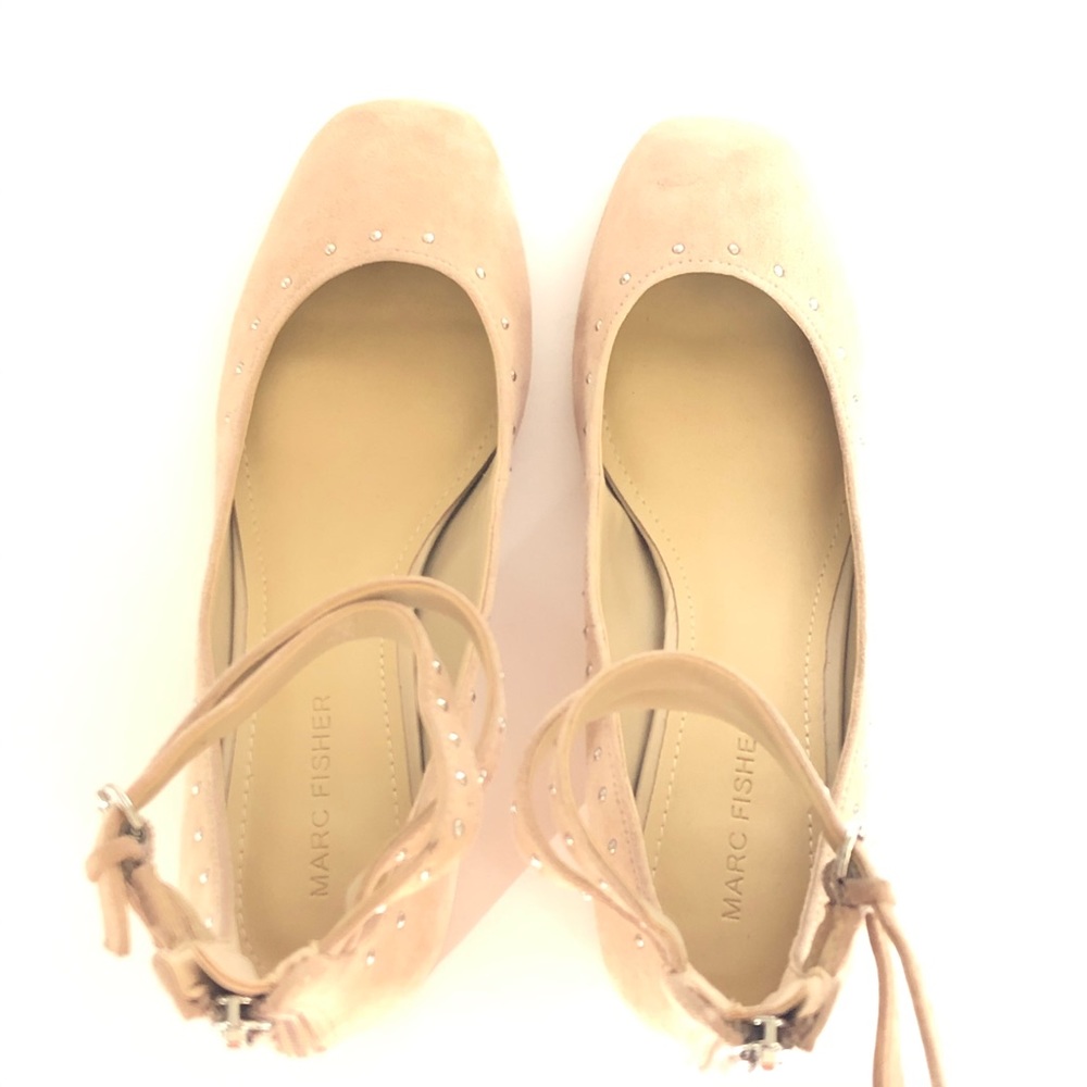 Marc Fisher Stud Lined Beige Block Heels - image 4